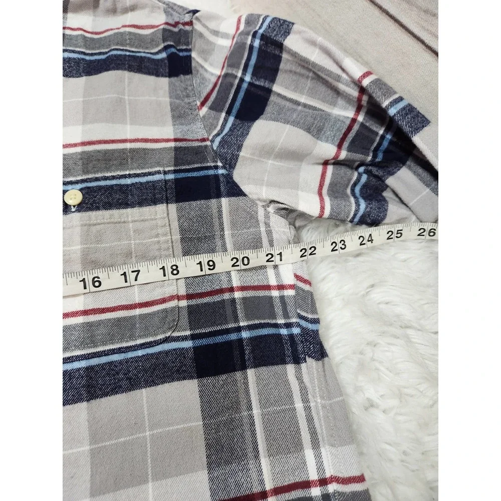 J. Crew Men's White Blue Plaid Long Sleeve Button Down Shirts Size‎ Large